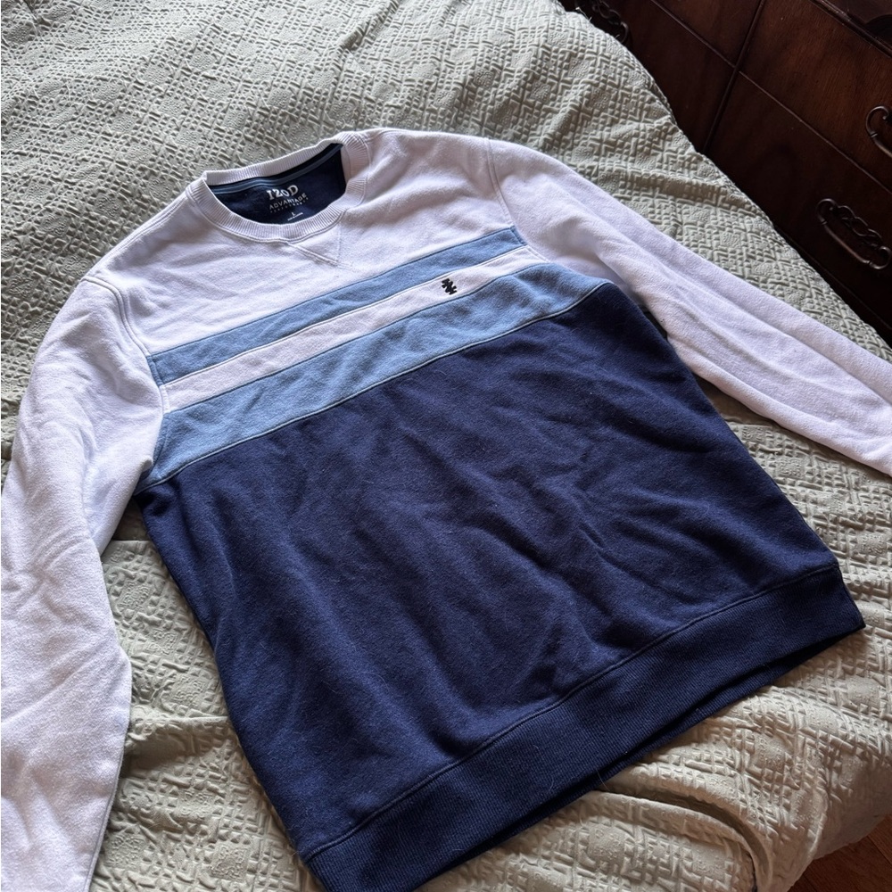 IMen's Colorblock Crewneck Sweater - Navy, Light Blue & White